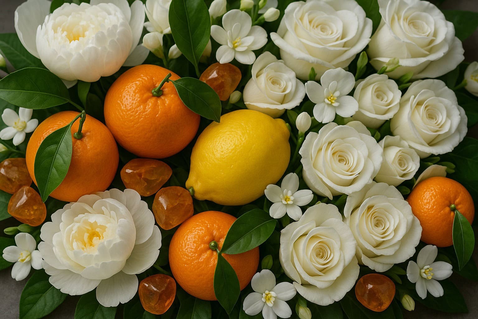 Tangerine fruit and blossoms – bright citrus ingredient used in modern perfumery for its fresh, juicy aroma Tangerine fruit and blossoms – bright citrus ingredient used in modern perfumery for its fresh, juicy aroma