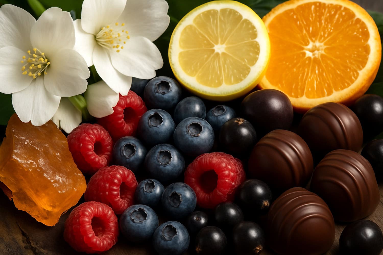 mixed berries and florals