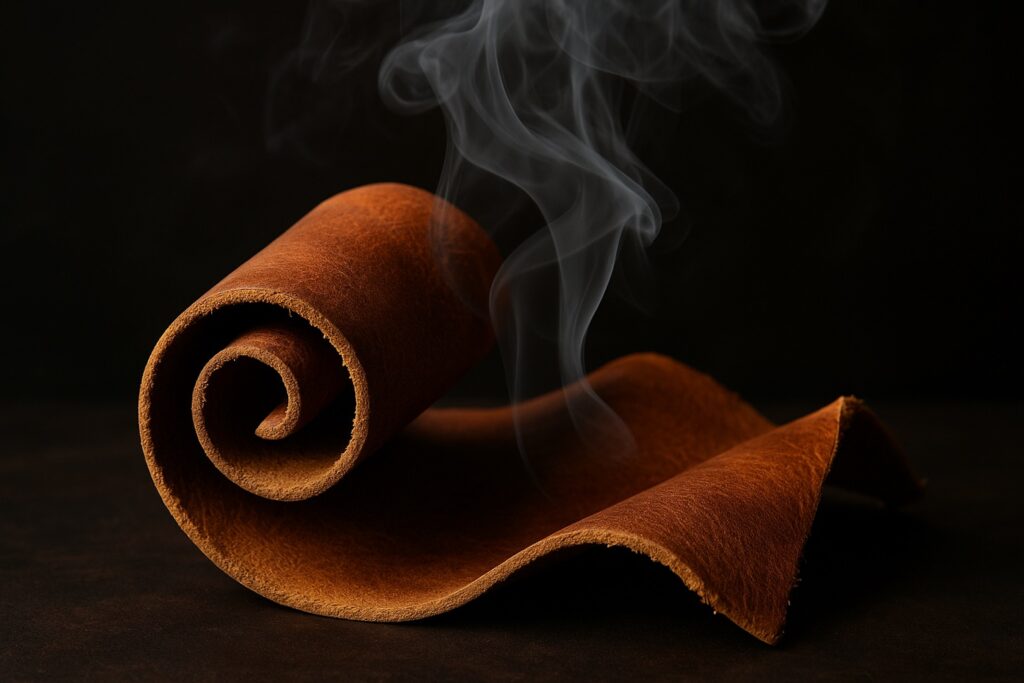 Leather and suede notes add depth, richness, and sensual warmth to perfumes, blending smoky, animalic, and soft accords in timeless fragrance design.