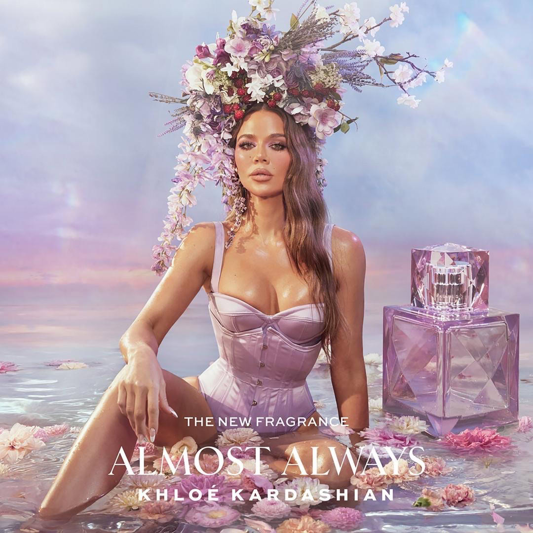 Khloé Kardashian Almost Always perfume bottle 2025 – lavender-toned design reflecting calm and presence
